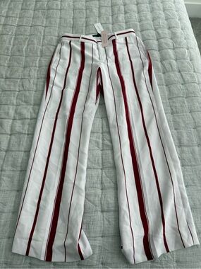 Banana Republic White Pants with Burgundy Stripes